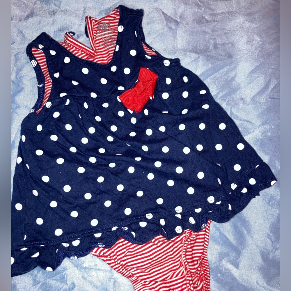 4th of July polkadot and stripe romper